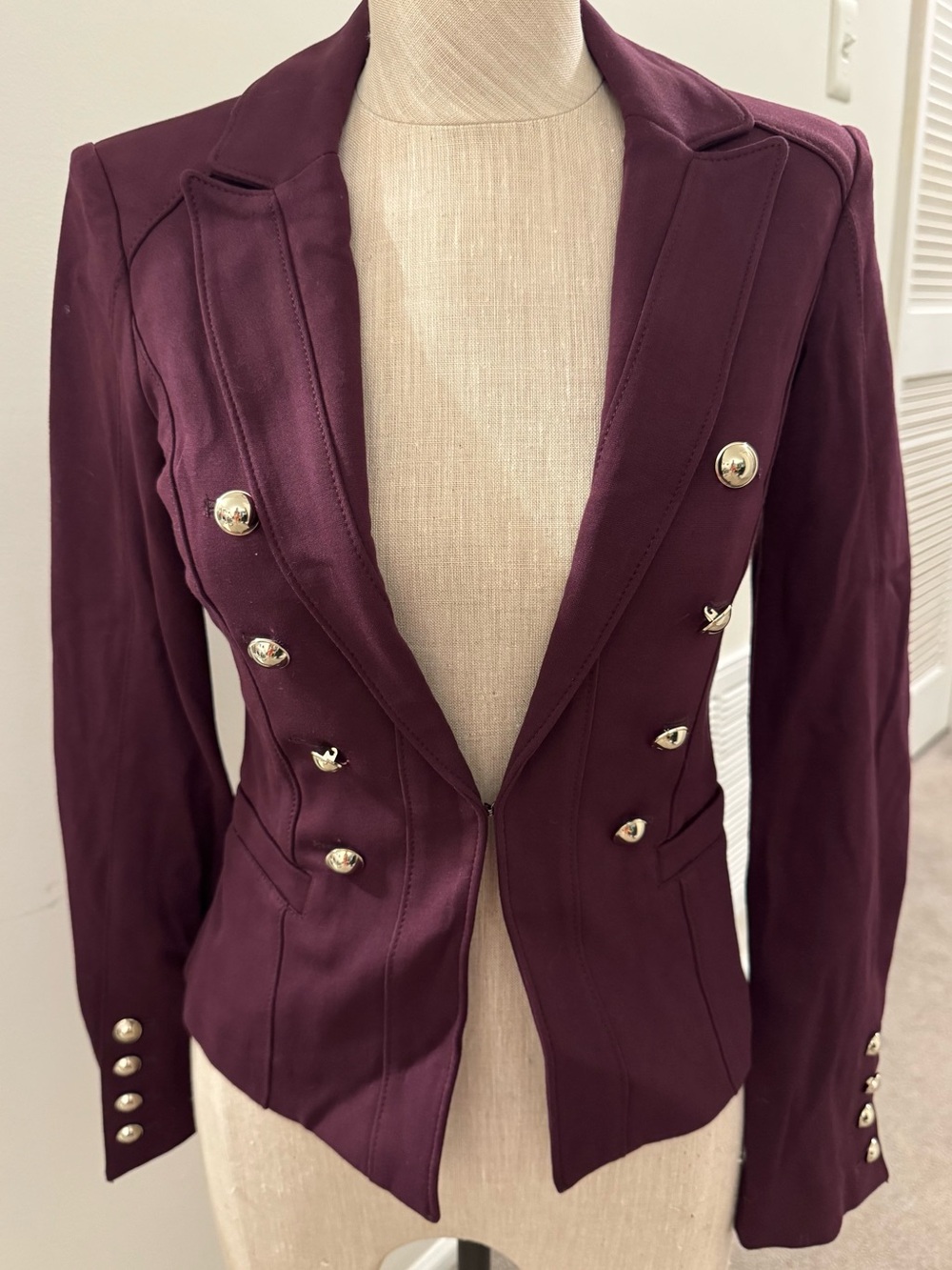 White House Black Market Plum Military-Style Double-Breasted Blazer